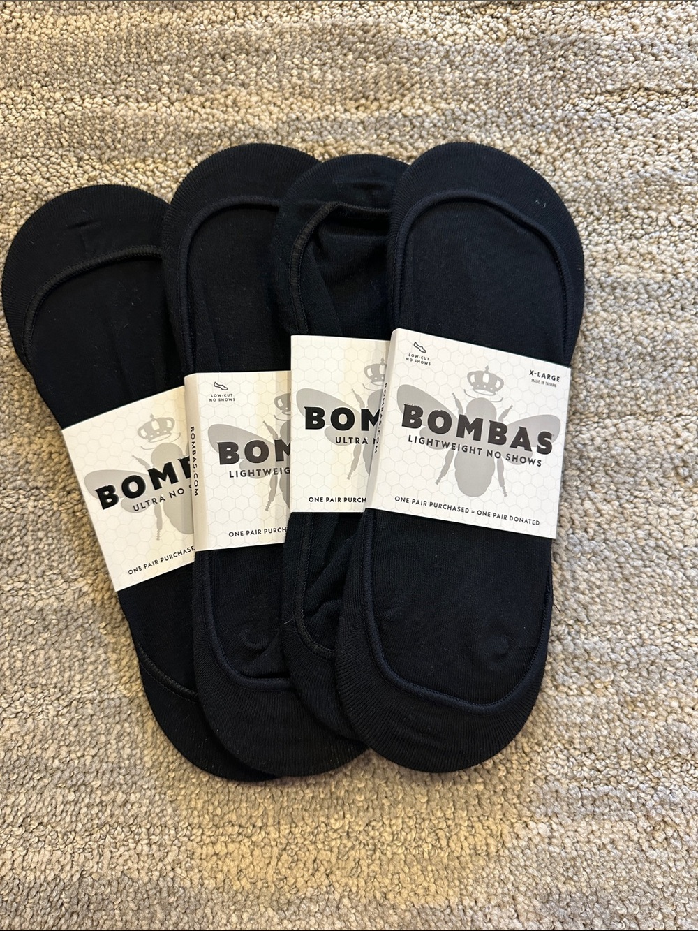 Bombas No-Show Socks in Black (4-Pack)